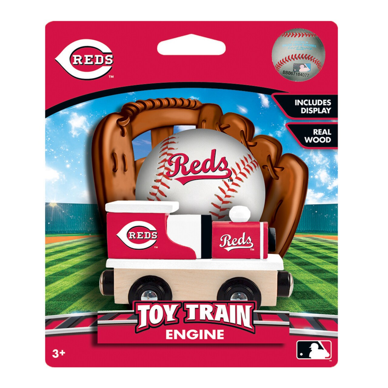 Masterpieces Officially Licensed MLB Cincinnati Reds Wooden Toy Train Engine For Kids